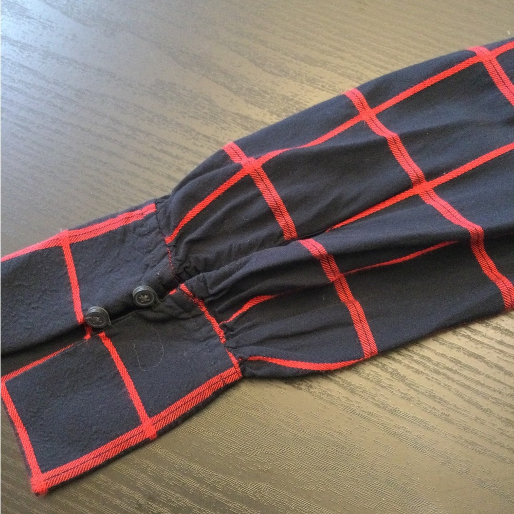 Loft Black/Blue Red Square Pattern Button Down Ra… - image 7